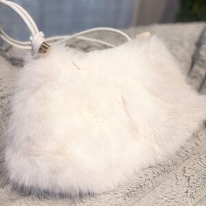 Elegant White Faux Fur Women's Bag New Smedium Classy Soft Plush Elegant Purse